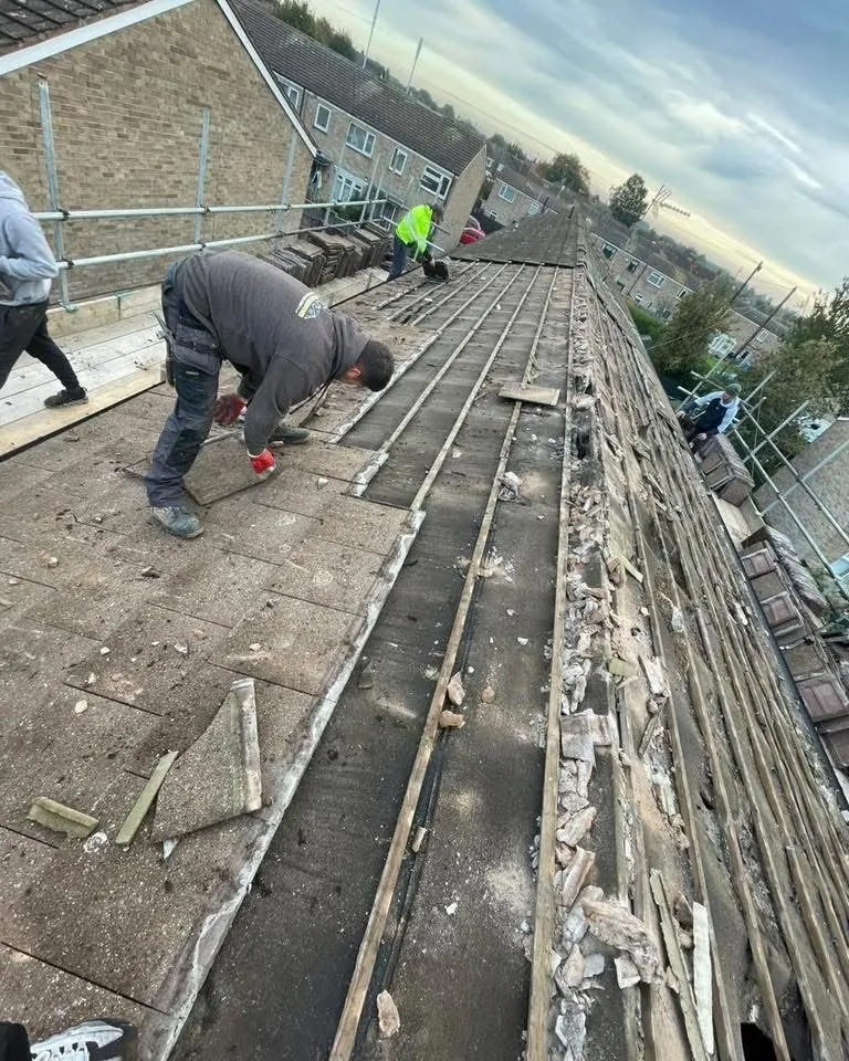 Roof strip and re-felt in progress in Boscastle